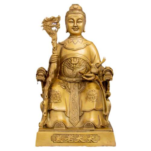 善缘堂黑老太铜像黑妈妈像铜黑老太太真身像铁刹山家用摆件烟斗桃