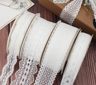 弹力蕾丝花边礼物包装 彩带手工diy材料布带缎带婚礼白色丝带9米入