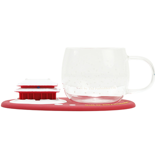 故宫角楼咖啡紫禁城雪慕透明圆形玻璃杯带杯垫办公室水杯礼物茶杯