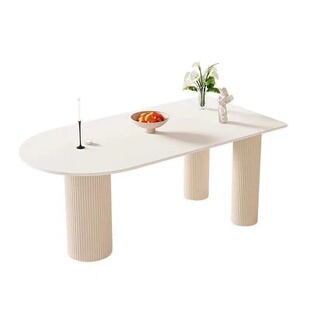 岩板岛台书桌一体小户型家用简约现代法式电脑办公桌椅奶油风轻奢