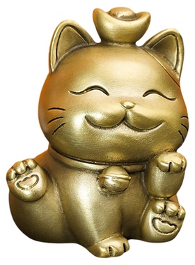 纯铜招财猫手工桌面摆件