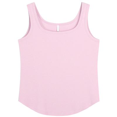 大码纯色弹力U领百搭清新背心