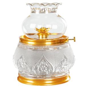 新款油灯水琉璃合金供佛酥油灯灯盏佛前灯台长明灯招财莲花供灯