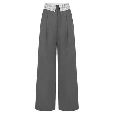 ANN ANDELMAN  25新款女士蕾丝翻腰头直筒西裤银泰百货 301286