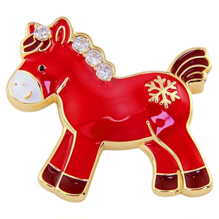 本命年生肖红色小马胸针高档女气质时尚创意百搭服装胸花别针配饰