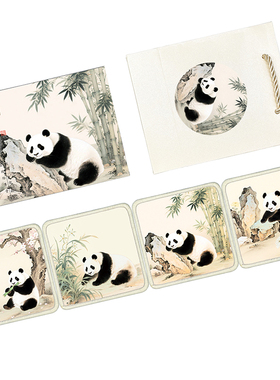 熊猫丝绸杯垫中国风礼物送老外