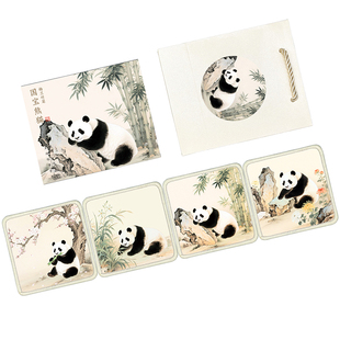熊猫文创丝绸杯垫送老外国人中国风特色礼物成都纪念品展会伴手礼