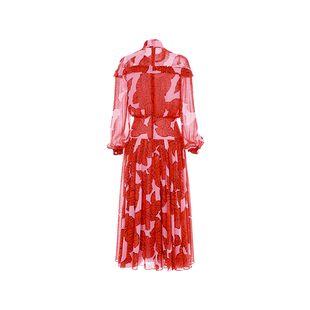 【迷情拓印】MARYLING玛俪琳春季新品粉橘印花连衣裙A1BA65180