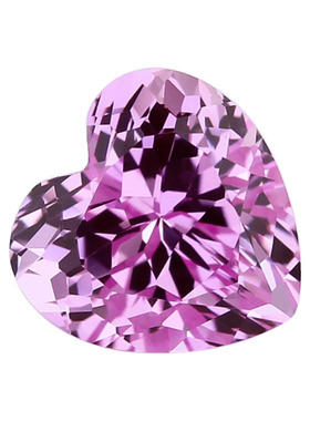 培育粉蓝宝心形培育宝石裸石 实验室再生提拉法合成蓝宝石桃心形