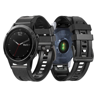 AKGLEADER适用于佳明手表快拆贴皮硅胶表带Garmin飞耐时Fenix8/7X/Fenix5X plus/Fenix6X/安夺/MK2i手表带男