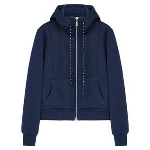 佧茜文连帽双拉链卫衣2025冬季新款时髦感减龄休闲棉质外套女