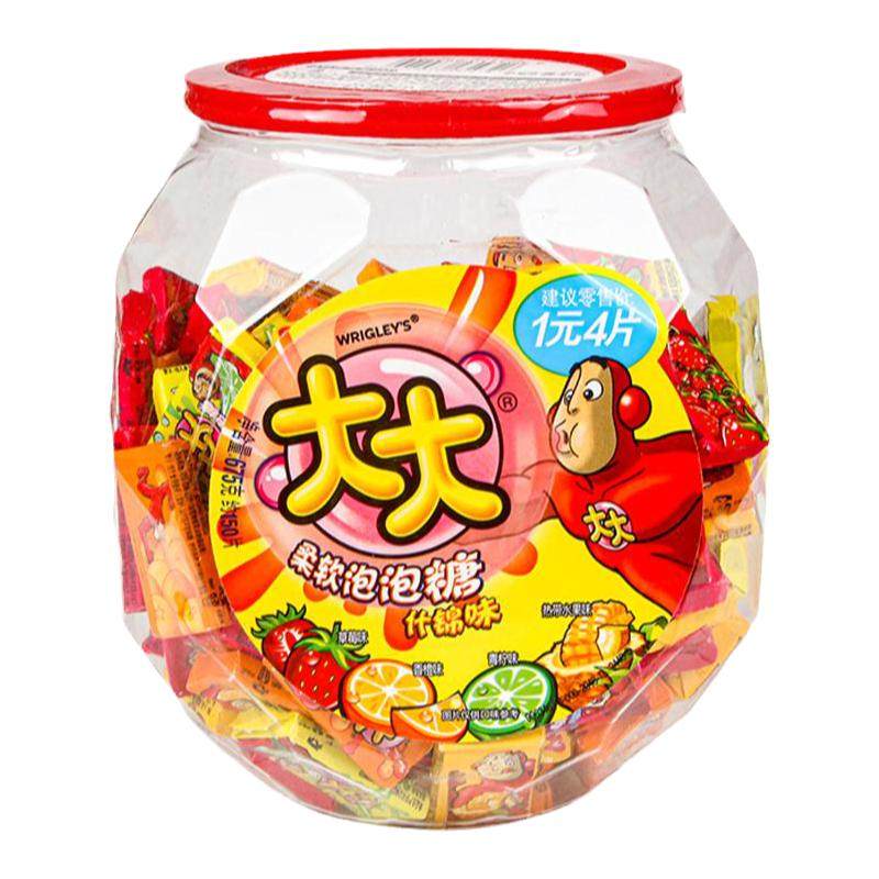 大大泡泡糖桶装什锦味口香糖约150片童年怀旧网红零食儿童