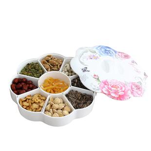 果盒创意干果盘分格带盖糖果盘家用客厅糖果盘水果盆坚果零食收纳