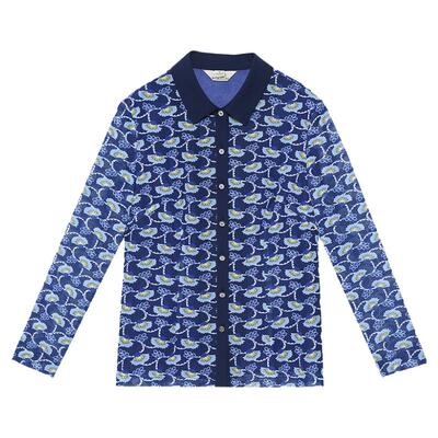 妙采弹力网纱开衫衬衫