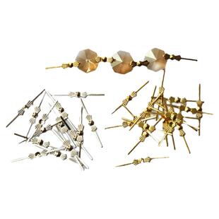 水晶灯配件蝴蝶扣挂针连接器水晶八角珠长条三角条灯饰吊坠连接扣