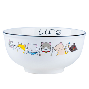 日式创意碗碟套装家用卡通大号陶瓷饭碗菜盘面碗汤碗可爱餐具组合