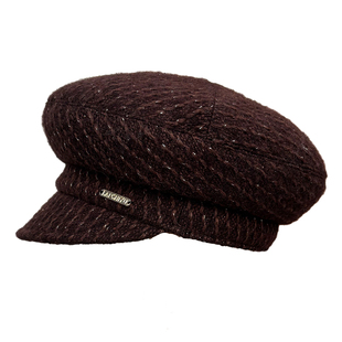 兰诗雨秋冬保暖帽子女粗花羊毛混纺报童帽显脸小鸭舌帽休闲八角帽