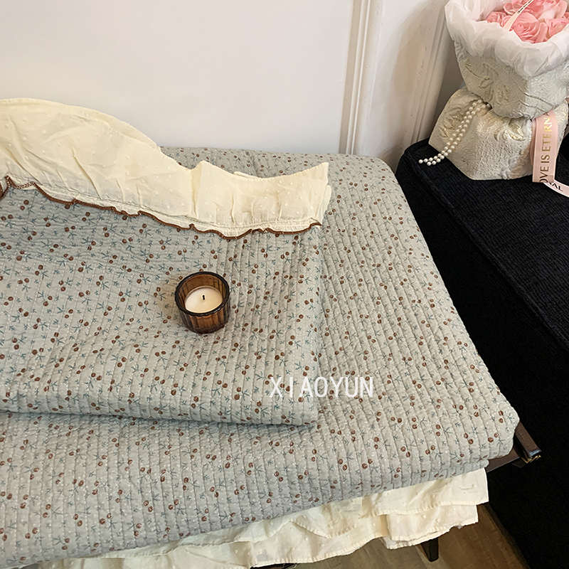 法式纯棉床盖三件套裙边高级全棉夹棉床单榻榻米炕单防滑四季通用
