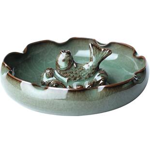 青玉轩 褶边线香座鲤鱼跃檀香熏香炉 陶瓷香托开片铁胎香道线香插