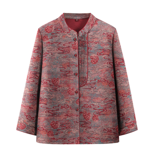 奶奶秋装衬衫长袖上衣老年妈妈春秋衬衣薄外套2025新款老太太衣服