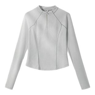 班尼路S&K灰色半拉链速干长袖T恤女春夏季2026新款修身运动上衣H