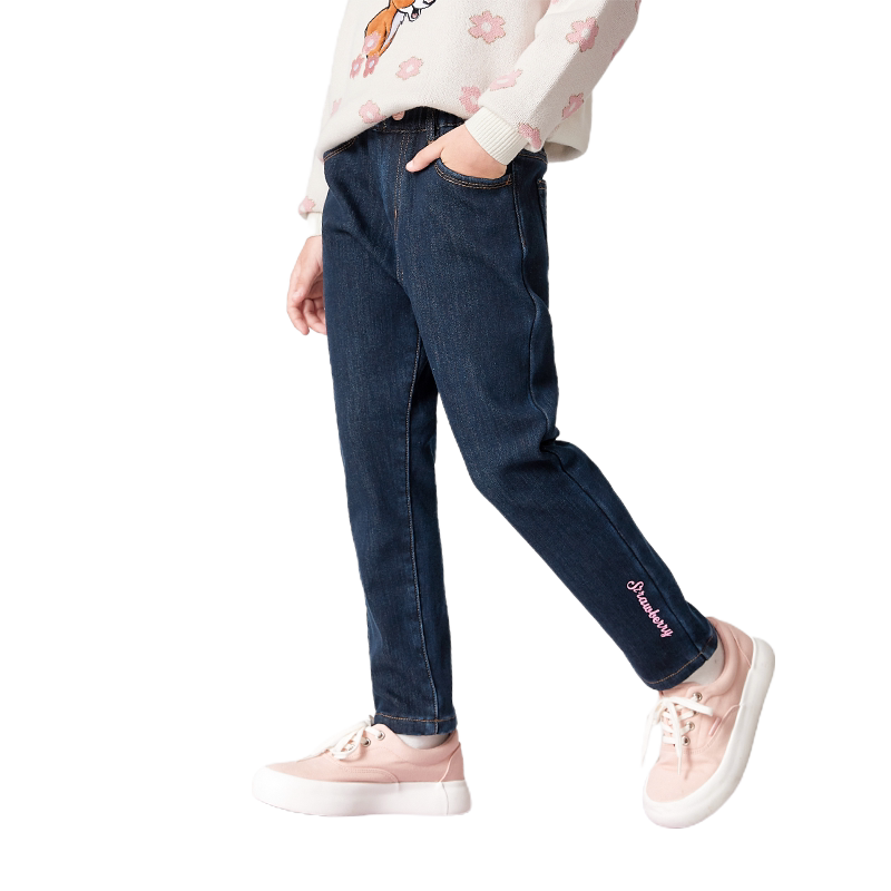 巴拉巴拉女童牛仔裤儿童加绒裤子