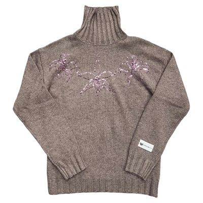 APRIORITY先验 鲜花兔绒混纺珠片绣花高领毛衣秋冬女内搭