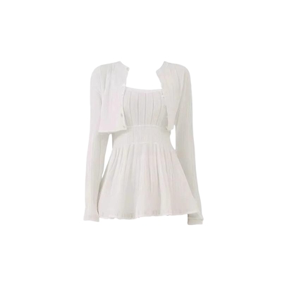 针织开衫白色抹胸吊带背心两件套