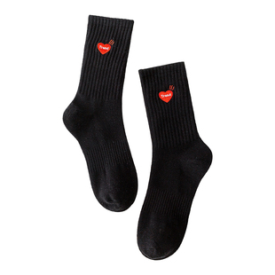 潮牌袜子男女长袜子ins余文乐同款刺绣运动袜情侣街头百搭中筒袜