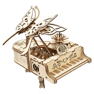 蝶舞钢琴音乐盒diy手工八音盒积木拼装模型3D立体拼图女生日礼物