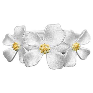 足银s999栀子花系列流苏耳线戒指项链女纯银锁骨链长款显脸瘦耳环