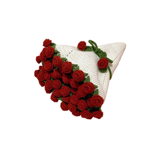 成品玫瑰花束毛毯手工编织钩织毛毯送女友生日礼物高级礼盒披肩毯