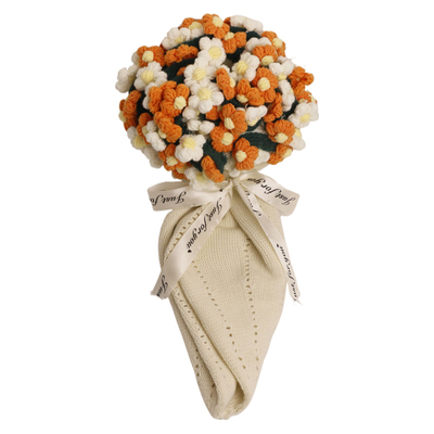 七色纺成品玫瑰花束毯子针织毛毯