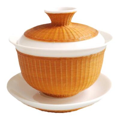 竹丝扣瓷茶具盖碗套装