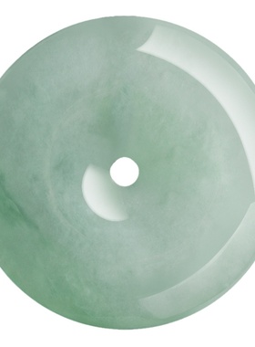 天然翡翠浅绿平安扣糯冰种玉石