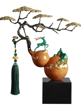 中式福来禄来全铜高端葫芦摆件