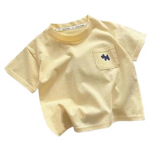 夏季儿童纯棉短袖中大男孩女童T恤婴幼儿宝宝童装口袋休闲上衣潮