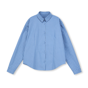 PRE PREWORKS轻质极简主义 时髦预科生精梳棉经典蓝白格长袖衬衫
