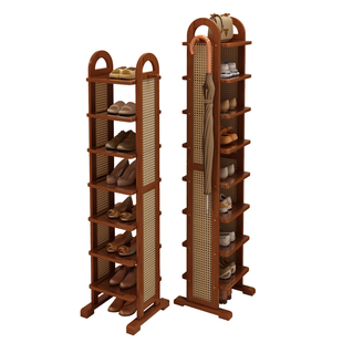 家用入门窄小型鞋架楠竹鞋子置物架门口小型鞋柜夹缝收纳不占空间