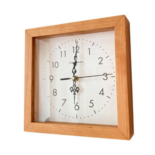 将造日式原木实木方形钟表客厅北欧新中式挂墙时钟静音座钟石英钟
