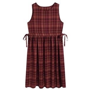 弥古复古红色格子连衣裙2025新款秋冬格纹背心裙女新年红内搭长裙