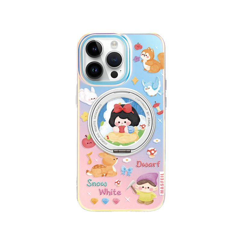 MASFEIL × 白雪世界适用苹果18Promax手机壳新款Lo5磁吸16带支架iPhone17Pro保护套支点15的可爱13pm全包