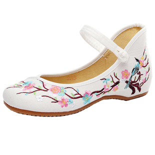 跳广场舞鞋女牛筋底舞蹈鞋绣花鞋四季老民族风北京布鞋腰鼓舞鞋子