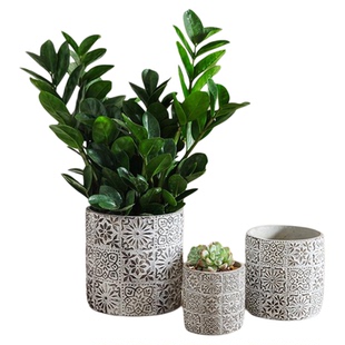 库存清仓卫绿创意北欧透气多肉文竹水泥花盆装饰家居摆件