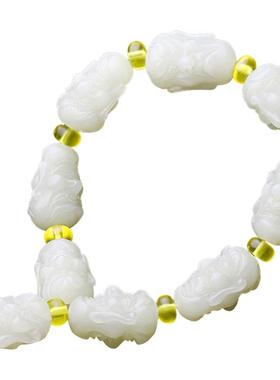 罗汉头手链和田玉白玉