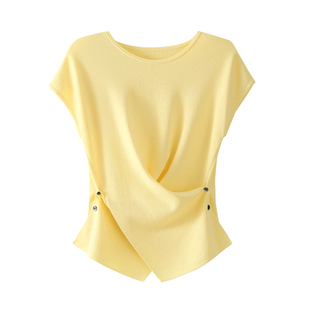 【解构扭结小衫】OSA欧莎不规则松弛感短袖针织衫女夏季新款上衣