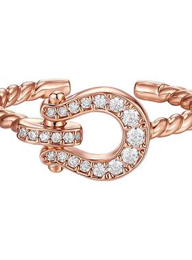 abyb玫瑰金满钻开口戒指送女友