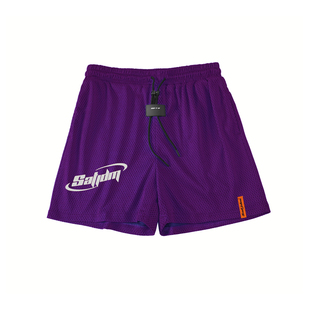 SATJDM国潮美式四分复古运动短裤网眼透气双层训练裤吸汗健身夏季