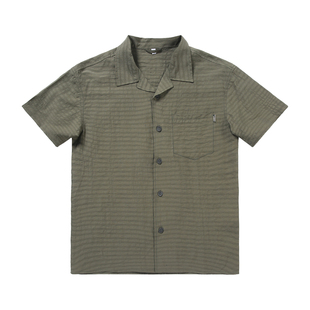 ALLIN 美式休闲肌理感泡泡纱短袖衬衫男生夏季宽松古巴领衬衣上衣