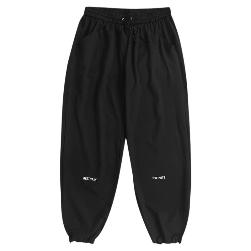 PASET夏季男宽松束脚工装九分裤
